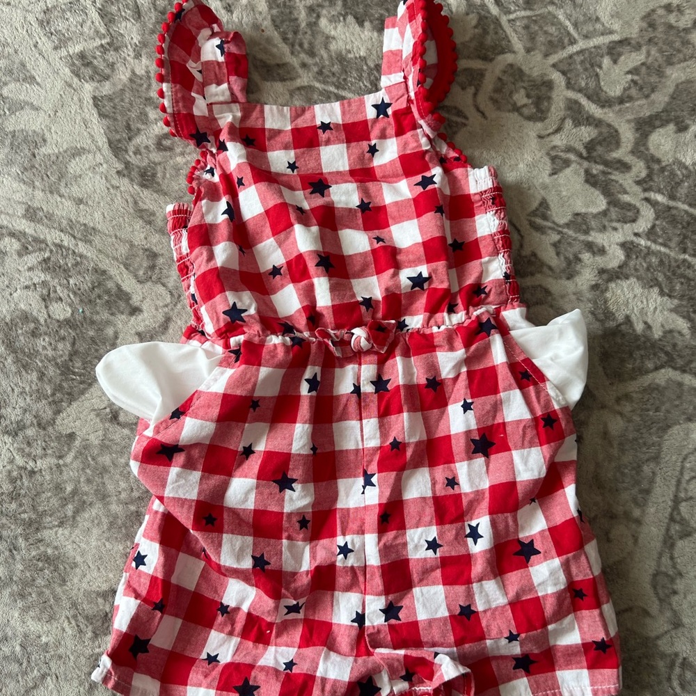 Red White and Blue Checkered Kids Romper